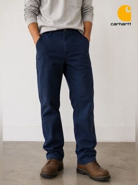 Carhartt Dungaree Fit Navy Work Pants Ripstop Utility Carpenter Pants 44x34